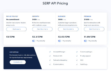 bright data serp api pricing